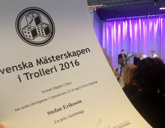 Magic by Stfn tar tredje pris i Svenska Msterskapen i Kortmagi